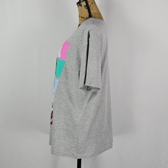 Barbie Graphic Tee XXXL Gray Colorblock Faces Logo T-Shirt Mattel 2023 Plus Size - Picture 2 of 7
